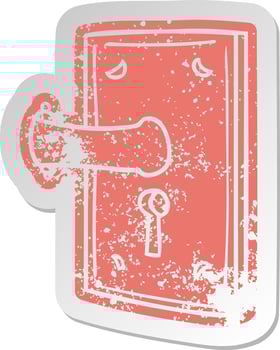 distressed old sticker of a door handle vector