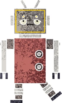 retro illustration style cartoon robot vector