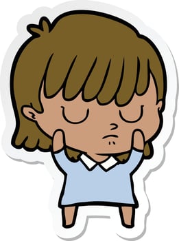 sticker of a cartoon woman vector