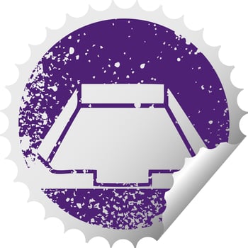 distressed circular peeling sticker symbol in box vector
