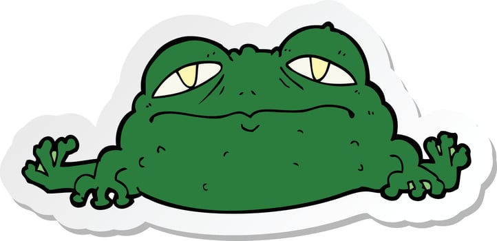 sticker of a cartoon ugly frog vector
