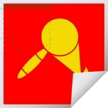 square peeling sticker cartoon magnifying glass vector