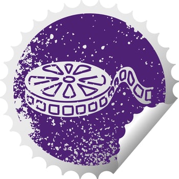 distressed circular peeling sticker symbol film reel vector
