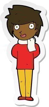 sticker of a cartoon friendly man vector
