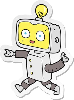 sticker of a cartoon little robot vector