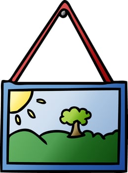 gradient cartoon doodle of a picture in frame vector