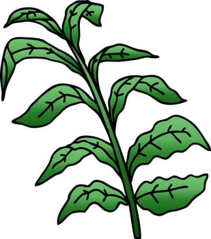 quirky gradient shaded cartoon vine leaves vector