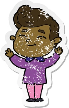distressed sticker of a happy cartoon man vector