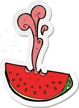 sticker of a cartoon squirting watermelon vector