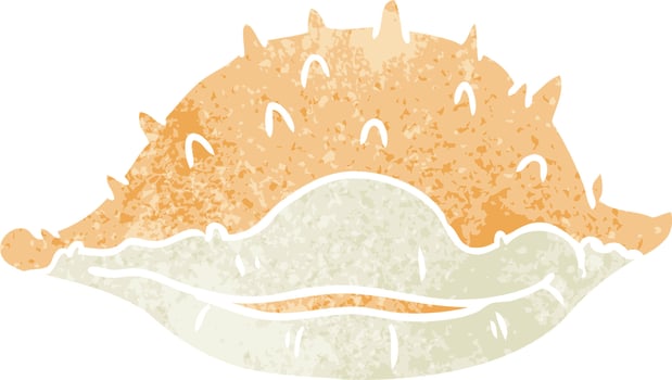 retro cartoon doodle of a sea shell vector