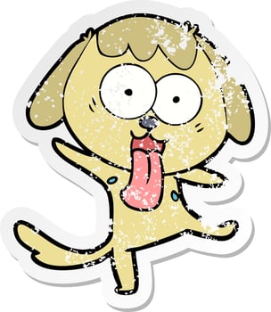 distressed sticker of a cute cartoon dog vector