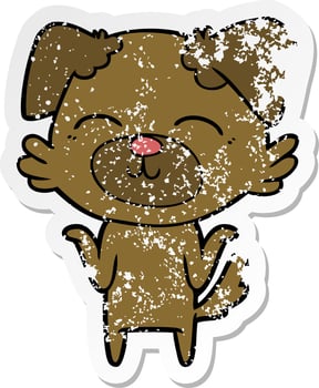 distressed sticker of a cartoon dog vector
