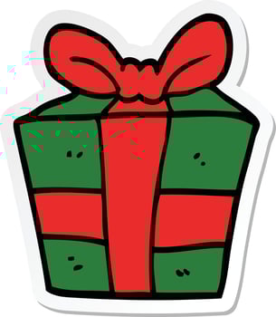 sticker of a cartoon present vector