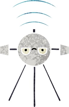 retro illustration style cartoon satellite vector