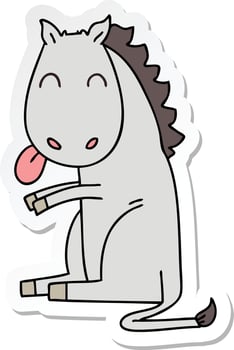 sticker of a quirky hand drawn cartoon horse vector