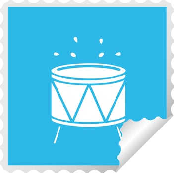 square peeling sticker cartoon drum vector
