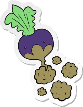 sticker of a cartoon beet vector