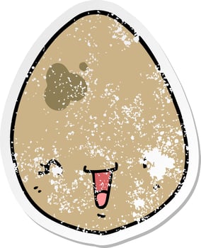 distressed sticker of a cartoon egg vector