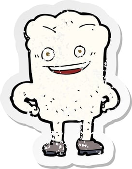 retro distressed sticker of a cartoon tooth looking smug vector
