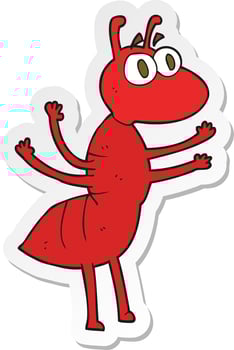 sticker of a cartoon ant vector
