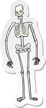 sticker of a cartoon spooky skeleton vector