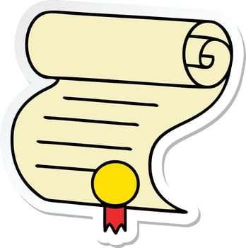 sticker of a cute cartoon important document vector