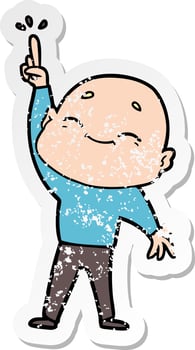 distressed sticker of a cartoon bald man dancing vector