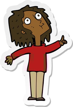 sticker of a cartoon curious woman vector