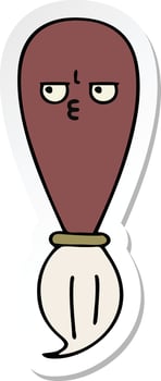 sticker of a cute cartoon paint brush vector