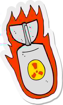 sticker of a cartoon atom bomb vector