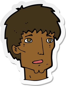 sticker of a cartoon worried man vector