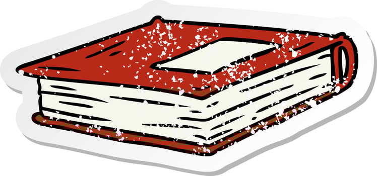 distressed sticker cartoon doodle of a red journal vector