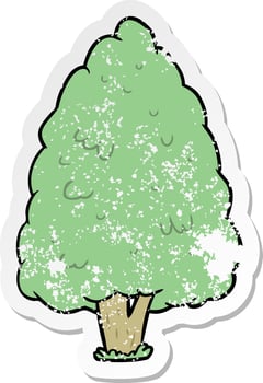 distressed sticker of a cartoon tall tree vector