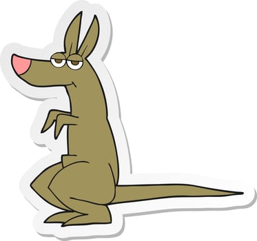 sticker of a cartoon kangaroo vector