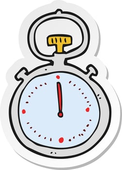 sticker of a cartoon stop watch vector