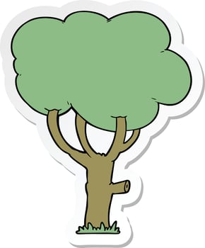 sticker of a cartoon tree vector