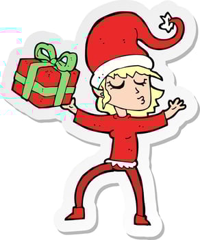 sticker of a santas helper cartoon vector