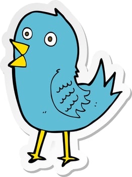 sticker of a cartoon bluebird vector