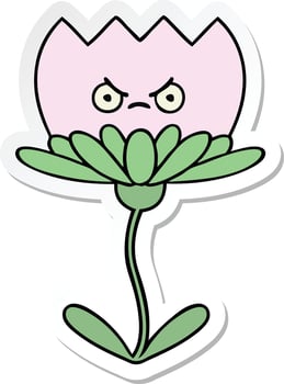sticker of a cute cartoon flower vector