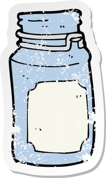 retro distressed sticker of a cartoon kitchen jar vector