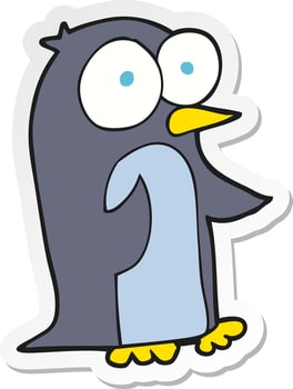 sticker of a cartoon penguin vector