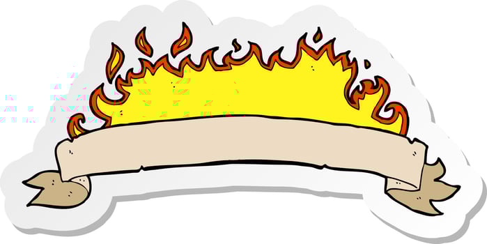sticker of a cartoon flaming banner vector