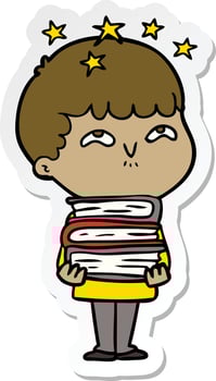 sticker of a cartoon amazed boy vector