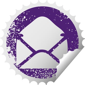 distressed circular peeling sticker symbol paper envelope vector