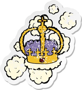 retro distressed sticker of a cartoon crown vector