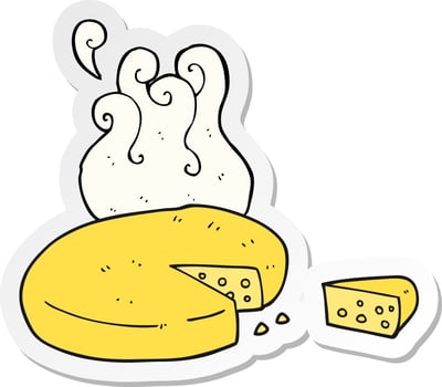 sticker of a cartoon cheese vector