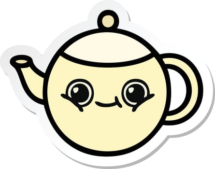 sticker of a cute cartoon tea pot vector