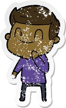 distressed sticker of a cartoon friendly man vector