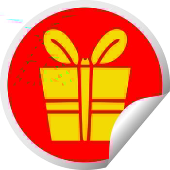 quirky circular peeling sticker cartoon present vector