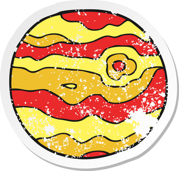 retro distressed sticker of a cartoon alien planet vector